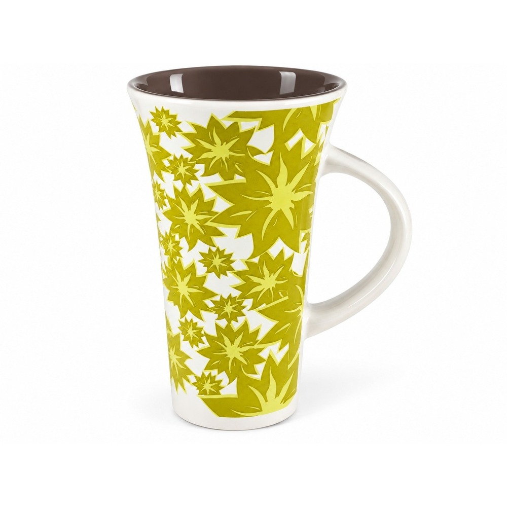Blue Harbor Collection Tall Latte Mug Green Floral Ceramic 2012 Coffee Cup